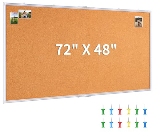 Maxtek Cork Board 72 x 48 in, Large Bulletin Board for Wall Aluminum Framed