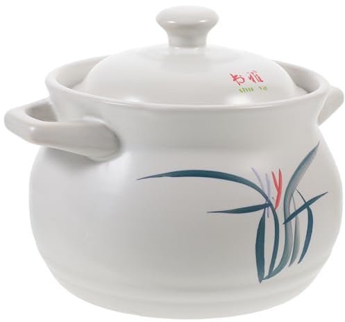 ABOOFAN 1pc Ceramic Casserole Enamel Cookware Korean Earthenware Clay Hot Pot Casserole Dish Nonstick Pan with Lid Chafing Dishes with Lids Soup Pot Clay Pot Ceramics Gas Stove
