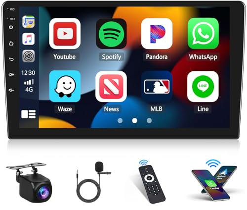 2G+64G Inefala 1 DIN Android 13 con 10 HD Pantalla Táctil Extraible Autoradio Bluetooth con Wireless CarPlay Android Auto GPS WiFi BT FM/RDS SWC 28UI Mirror Link USB Mic Cámara Trasera