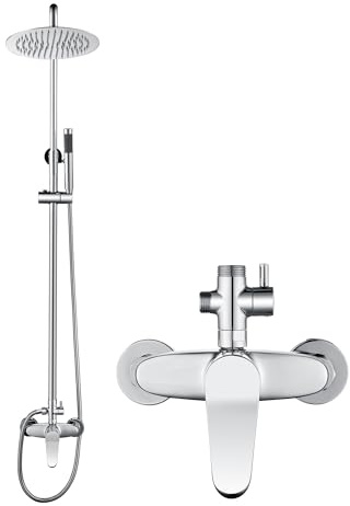 Shower Fitting - Shower System Complete Shower Fittings Sets Outdoor Shower Set / Outdoor Shower Enclosure / Outdoor Shower Fittings W/SS304 Shower Head with Hand Shower High Pressure Chrome 2