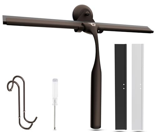 Wunset Superior-Duschabzieher Auswahl: Mit Abziehern aus Edelstahl, Silikon und Gummi, Wasserabstreifern, Badezimmerutensilien, Abziehern für Duschkabinen (25 cm, ​​Bronze)