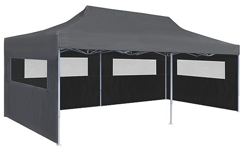 Mengtu Carpa plegable desplegable con paredes laterales de 3 x 6 m, color antracita, resistente al agua, toldo para jardín, fiesta, camping, evento, tienda de campaña de boda