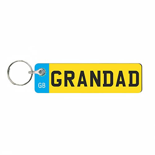 Pixie's Gifts Custom License Plate Keychain - Wooden Number Plate Keyring - Mini Number Plate Key Ring - Name Plate Keychain - Just Passed Milestones (GRANDAD)