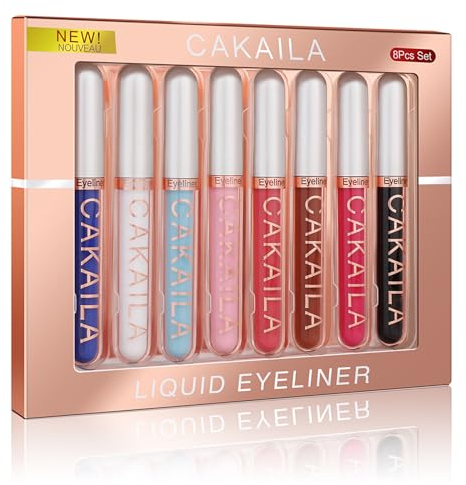 Matt Eyeliner Set 8 Farben, Schnell Trocknend Hoch Pigmentiert Eyeliner Stift Langanhaltend Eyeliner Wasserfest, Glatt Wischfest Farbig Flüssiger Gel Eyeliner, Liquid Eyeliner Make Up Set