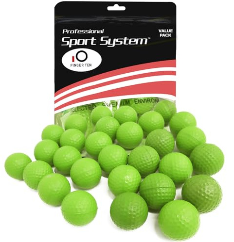 FINGER TEN Practice Foam Golf Balls Soft,12/24 Pack | Indoor Outdoor Home Backyard Use,Dimpled Design Real Feel Training, Lightweight Safe Practice, Durable Elastic Long Term Use