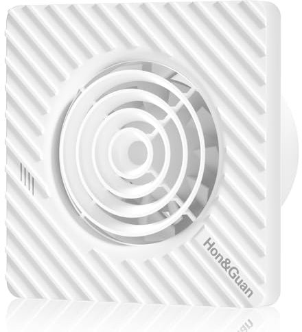 Hon&Guan 100 mm Badlüfter 95 m³/h mit Feuchtigkeitssensor & Nachlauf, Abluftventilator 10 W Leiser Betrieb, IP45 Wandmontage Wandventilator für Bad Lüfter, Dusche, WC lüfter, ABS Deckung, Weiß