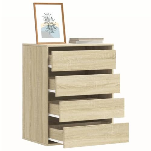 Homgoday Möbelschrank, Eckkommode, Sonoma-Eiche, 60 x 41 x 76 cm, mehrschichtiges Holz, Möbelschrank, Aufbewahrungsschrank