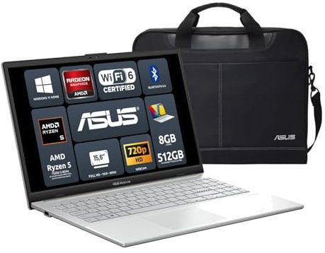 ASUS Vivobook Go 15 E1504FA, Notebook con Monitor da 15,6 FHD Anti-Glare, 60Hz, AMD Ryzen 5 7520U, RAM 8GB, 512 GB SSD PCIE, AMD Radeon Graphics, WIN 11, Wi-FI 5, BT5.1