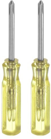 QUARKZMAN 2Pcs Tournevis Phillips Ph0 Mini 2mm Tête Cruciforme Magnétique 45mm Longueur pour Petites Réparations d'Appareils, Jaune