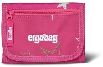 ergobag Brustbeutel Geldbeutel, Mini Portemonnaie mit Kleingeldfach, Sichtfenster für Mädchen und Jungen SternzauBär - Pink