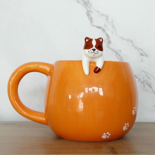 Winkee - Mug Pet Friends avec chien, super doux comme tasse à café et tasse à thé, grande tasse env. 450 ml