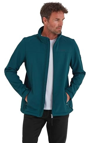 TOG24 Feizor Men's Softshelljacket Waterproof Windbreaker Windproof Coat Casual Fleecejacket Hiking Jacket Showerproof Zip Up for Outdoor Petrol Green S