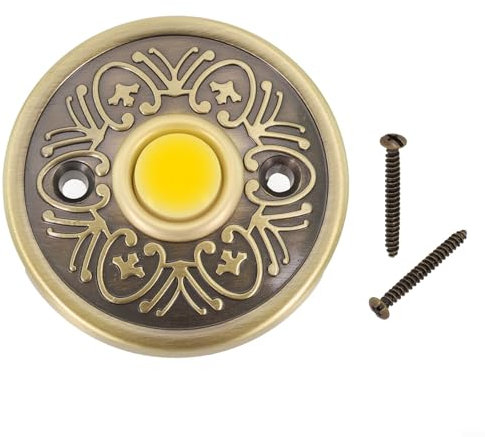 Emiif Bouton poussoir de sonnette en métal avec lumière LED Bronze filaire Interrupteur de sonnette mural lumineux Bouton de remplacement pour porte d'entrée de maison