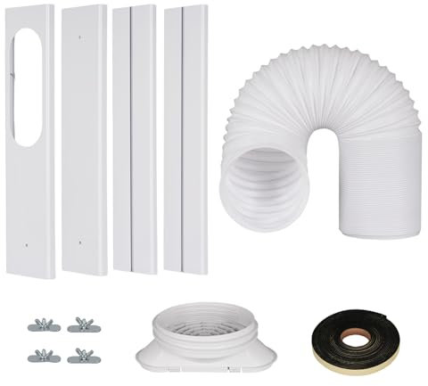 LuckIn Portable Air Conditioner Kit with Hose and Panels, Adjustable Window Seal Kit with 5.9 Inch Diameter 59 Length Hose for Vertical/Horizontal Window