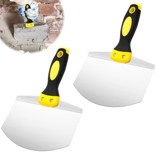 2 Stück Spachtel Werkzeug, Spachtel Set mit 171 mm Breiter Federstahlklinge und Weicher Komfortgriff, Breitspachtel für Wände Abkratzen, Entfernen Tapeten, Dekorieren, Füllen, Putz, DIY-Projekte