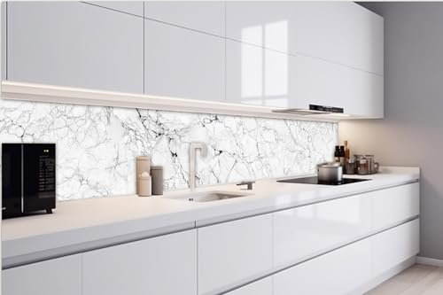 Dimex Küchenrückwand Folie Selbstklebend WEIßER MARMOR Stein TEXTUR 420 x 60 cm | Klebefolie - Dekofolie - Spritzschutz für Küche | Made in EU