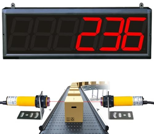 STDZQCWY Contador Digital, Contador de Sensor con Pantalla LED, Ajustable de 0 a 16 pies, Contador de Pantalla de 6 dígitos hasta 999999, para Cinta transportadora, línea de producción