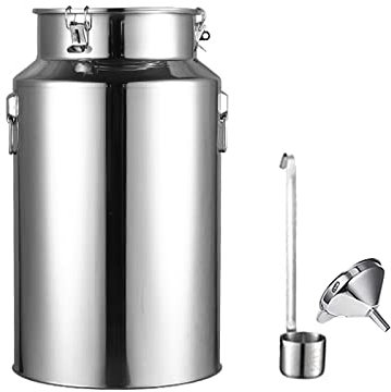 Bidón de Leche hermético de Acero Inoxidable, Resistente, para Transportar Leche, Vino, Crema, Leche, Aceite, Embudo y Cuchara para Vino, 48 l