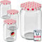 WELLGRO 25x Einmachgläser mit Schraubdeckel - 550ml - Deckel rot kariert To 82 - Made in Germany - Vorratsgläser mit Deckel, Gärglas, Dessertgläser
