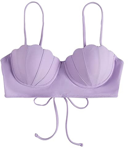 Meerjungfrauen-Bikini-BH Damen 2025 Bikinioberteile Meerjungfrau Bikini Bra Muschel Oberteile Tops Bügel Push Up Badeanzug Neckholder Bikinitop Clubwear Karneval Halloween Cosplay Faschingskostüm
