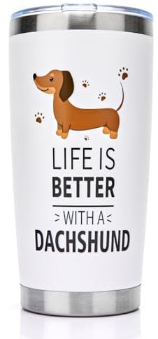 GOENMOOL Dachshund Gifts for Women Men, Sausage Dog Gifts for Her, 20oz Stainless Steel Dachshund Mug Presents, Cute Sausage Dog Mugs Gift for Dogs Lovers Owners Birthday
