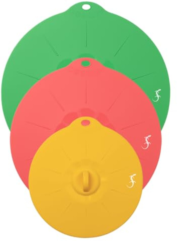 Lurch Universaldeckel 3er Set – Wiederverwendbare Silikondeckel (⌀16cm, 21cm, 25cm) – Lebensmittelecht, Dehnbar, Mikrowellen- & Spülmaschinengeeignet, Luftdicht & Nachhaltig