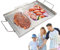 Bandeja de acero inoxidable para hornear, bandejas para servir con asas, plancha de hierro fundido, fácil de limpiar y usar, se puede utilizar durante mucho tiempo, no es fácil de romper, 43 cm para