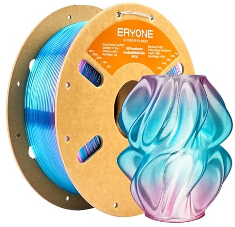 ERYONE High Speed Translucent Gradient PETG Filament 1.75mm +/- 0.03mm, 30-600mm/s 3D Drucker Filament, 1kg/Spool, Rose Red & Blue