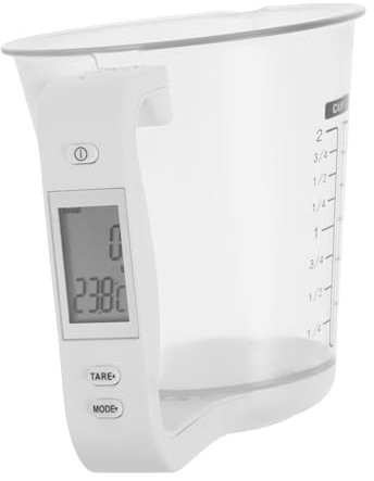POPETPOP Jarra Medidora Digital de Cocina con Pantalla LCD Medidor Electrónico de Peso y Temperatura para Hornear