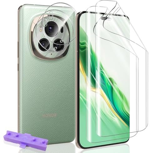 Yiunssy Protection écran pour Honor Magic 6 Pro et Verre Trempé Caméra Arrière Protecteur 2+2 Pièces, Couverture Totale, Anti Rayures, TPU Flexible Protecteur D'écran pour Honor Magic 6 Pro
