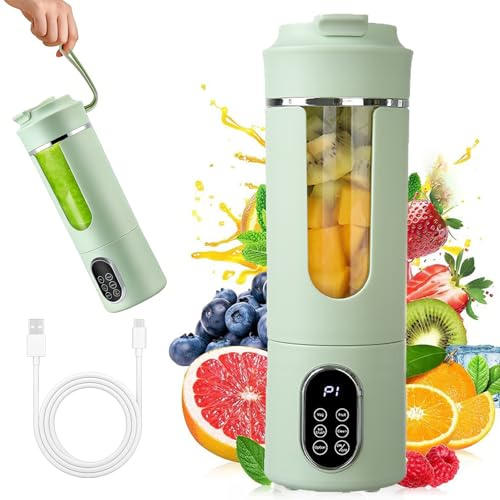 Portable Blender, 530ml Fruit Smoothie Blender, Cordless Mini Blender, Rechargeable Portable Juicer Cup Strong Cutting Power with 12 Blades, for Home, Sport, Office