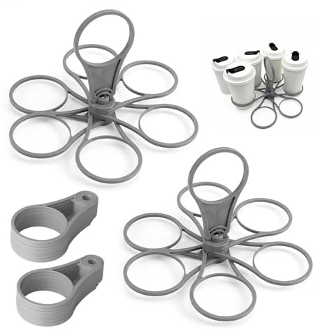 2 Pack Drinks Carrier, Foldable & Portable 6-Cup Drink Holder with Handle | Reusable Drinks Carrier Tray for Holidays, Sports and Parties, Holiday Plastic Drink Carriers for Coffee, Cups & Beverages