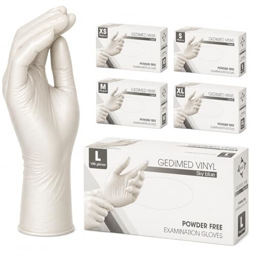 GEDIMED Vinyl Handschuhe Transparent – Puderfrei & Latexfrei – Einweghandschuhe für Reinigung, Gastronomie, Kosmetik, Tattoo, Küche & Lebensmittel – Größen XS–XL – 100/1000 Stück (1000, L)