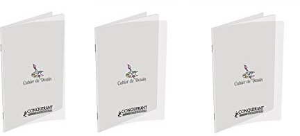 CONQUERANT CLASSIQUE Lot de 3 Cahiers POLYPRO 24 x 32 CM 48 pages 120g Uni Dessin