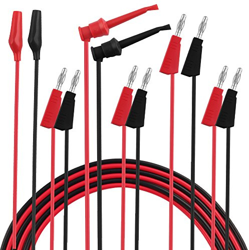 Micsoa Lot de 3 paires de câbles de test à pince crocodile vers fiche banane empilable 94 cm