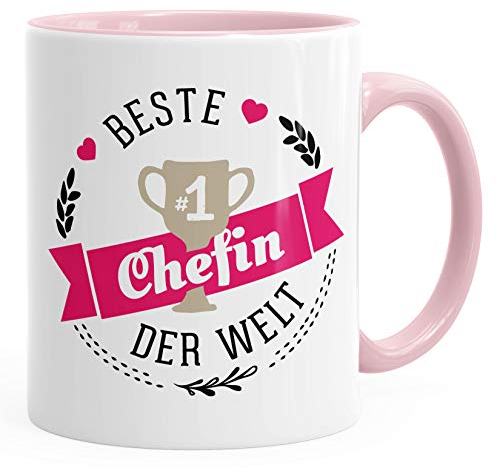 Taza de café con la mejor jefa del mundo, regalo para jefe MoonWorks®, color rosa, talla única