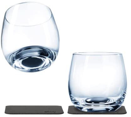 silwy® Magnetgläser, feine Kristallgläser mit perfekt integrierten Magneten und metallischen Nano-Gel-Untersetzern (Whisky // 0,25 Liter)