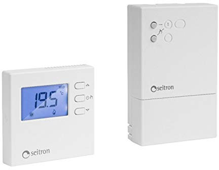 SEITRON Kit radio - Termostato digitale a batteria con ricevitore wireless, 8.5 x 2.36 x 8.5 cm
