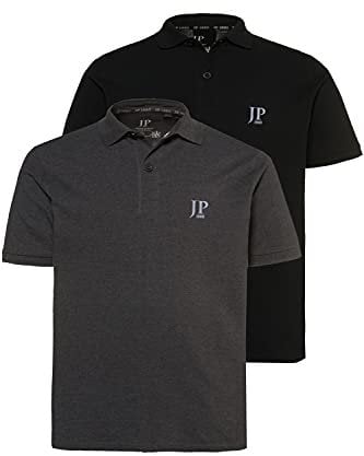 JP 1880 Hommes Grandes Tailles L-8XL Polo Manches Courtes en Coton, Lot de 2 Anthracite chiné, Noir 6XL 704317 11-6XL