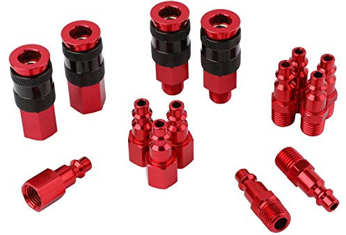TOCYORIC Air Hose Fittings, AMT Universal Air Coupler and I/M Industrial Type Air Plug Kit, 44200 Inch Threads Size, 44200 Inch Body Size, 14 Pieces Air Compressor Accessories Fittings Kit