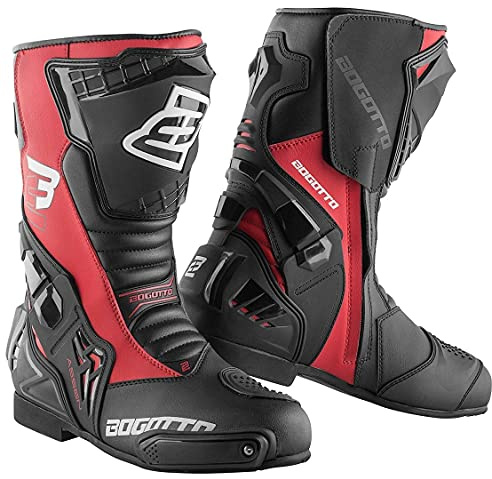 Bogotto Assen Motorradstiefel, schwarz/rot, 47