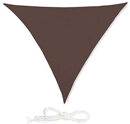 Relaxdays Tenda a Vela Triangolare, Idrorepellente, Anti UV, Corde di Supporto, Terrazza e Giardino, 6x6x6 m, Marrone