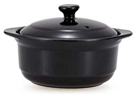 SGSG Plato de cerámica con Tapa para cazuela, Olla de Barro Olla de Barro Cuenco de Sopa Bibimbap Coreano Olla de Sopa Negro 1 Cuarto