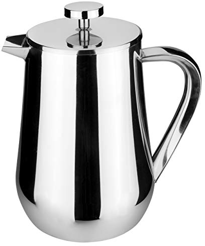 Café Olé UFD-10M UFD Cafetière, 1 Litre 3 Cup 18/10 Stainless Steel French Press Coffee Maker, 1 Liter, Silver