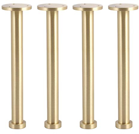 Kaffeetisch Beine, Messing Möbelbeine Verstellbar Möbelfüße Tischbeine,Reines Kupfer,Bodenschoner Stummschaltung Rutsch,Kupferoptik Gebürstet,4 Stück Couchtisch Beine/Messing Schraube(6.3in/16cm)