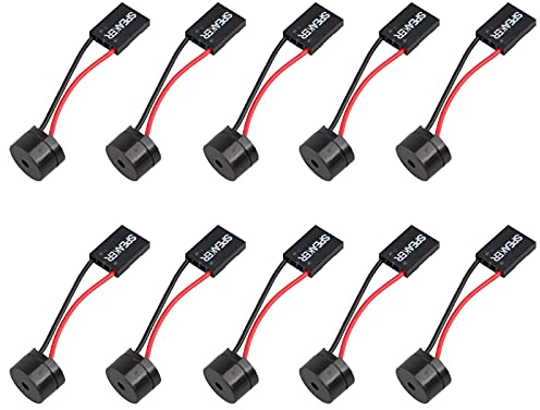HALJIA 10 Unidades Altavoz Interno para Placa Base de Ordenador Negro, Mini 4 Pines PC Ordenador Funda Tarjeta Madre Zumbador Altavoz Señal Sonora BIOS Alarma