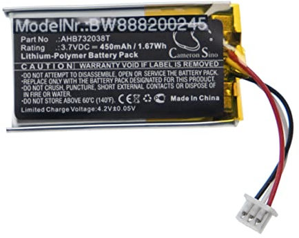 vhbw Akku kompatibel mit Epos Sennheiser GSP 370 Wireless Headset Kopfhörer (450 mAh, 3,7 V, Li-Polymer)