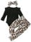 3 Pcs Baby Girl Leopard Clothes Ruffles Long Sleeve Fall Outfits Infant Baby Black Jumpsuit 12-18 Months (size 90)