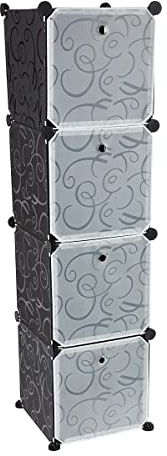 genialo Regalsystem inkl. Klapptüren, Bücherregal, Steckregal, Würfelregal kombinierbar, Garderobenschrank, Aufbewahrung, 4 Fächer à 30x30 cm, schwarz