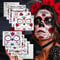 Halloween Aufkleber Gesicht,Mund Temporäre Tattoos Gesichtstätowierung Mit Totenkopf Floral,Glitzersteine Aufkleber für Karneval,Maskerade,Halloween Tag der Toten Kostüm Accessoires Damen-10 Blätter